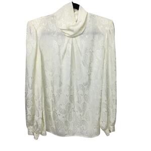 Panher Victorian Paisley Vintage Classic Dressy Feminine Cream Blouse  Sz 13/14